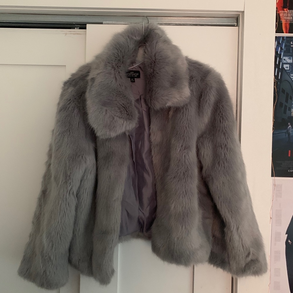Grey Faux Fur Jacket